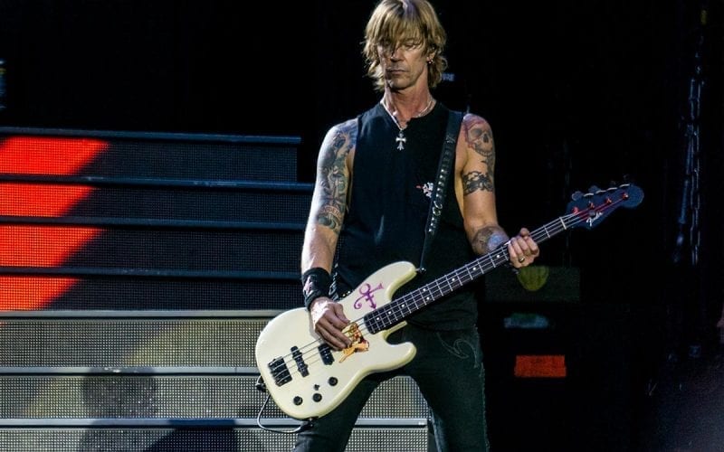 Duff McKagan performing with Guns N Roses in 2017