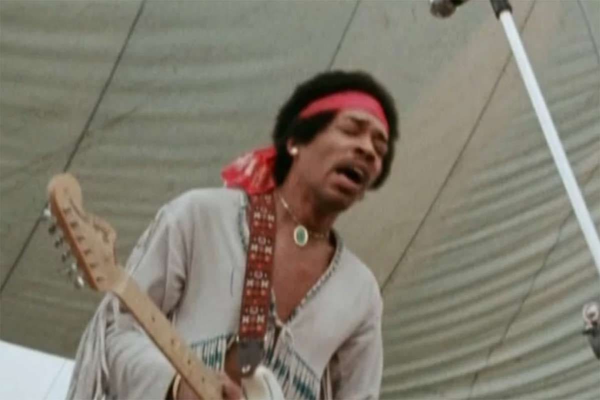 Jimi Hendrix at Woodstock in 1969