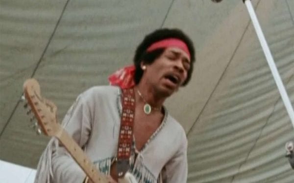 Jimi Hendrix at Woodstock in 1969
