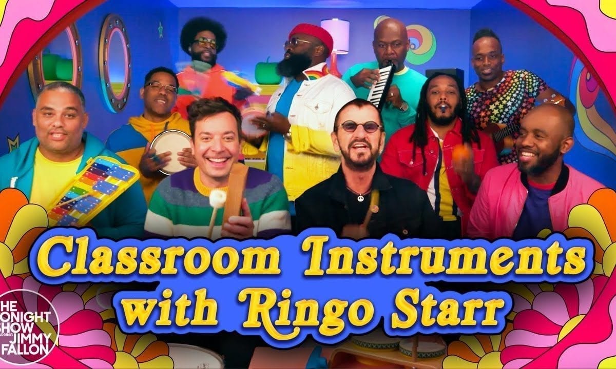 Ringo Starr, Jimmy Fallon and The Roots perform Yellow Submarine on classroom instruments